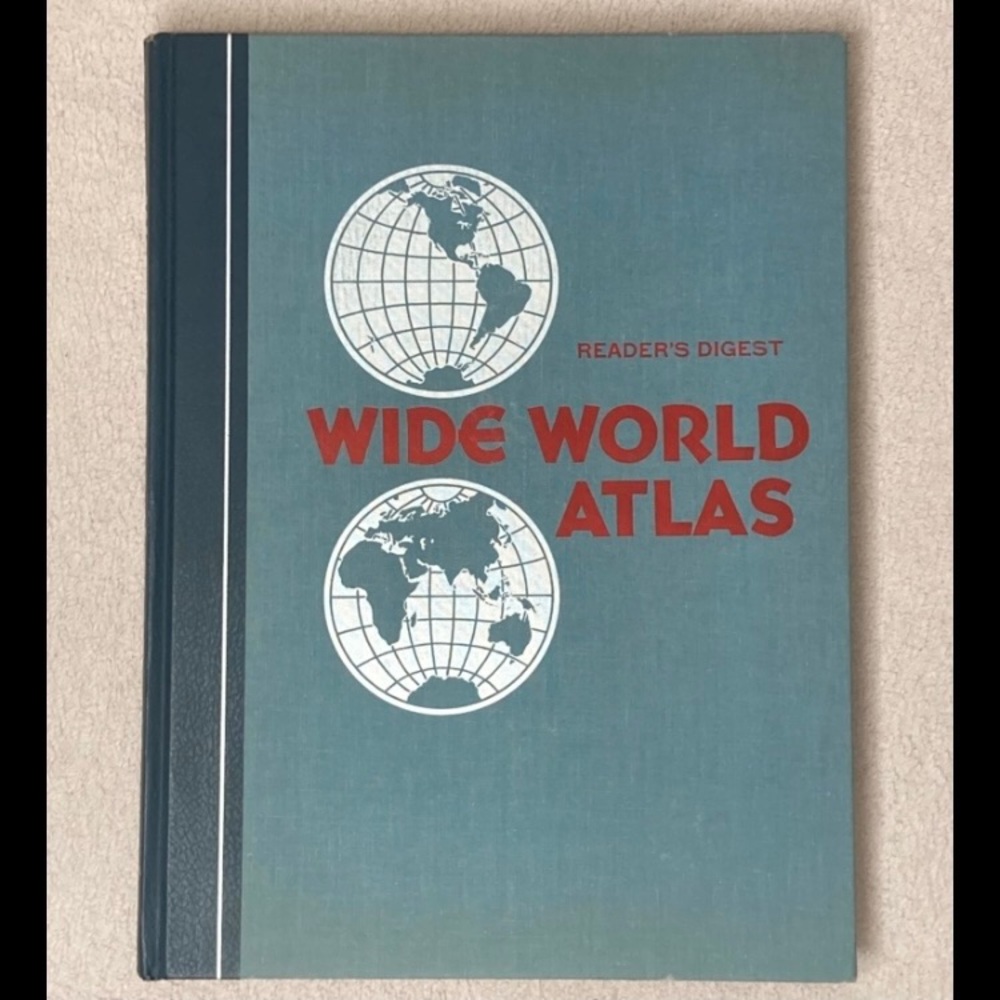 Vintage Reader’s Digest World Wide Atlas Book Blue 80s VTG Retro Collectible EUC